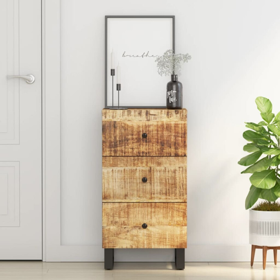 vidaXL Dressoir met 3 lades 40x33,5x75 cm massief mangohout afbeelding 1