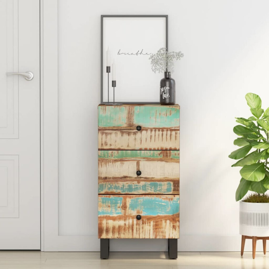 vidaXL Dressoir met 3 lades 40x33,5x75 cm massief gerecycled hout vidaXL Dressoir met 3 lades 40x33,5x75 cm massief gerecycled hout afbeelding 1