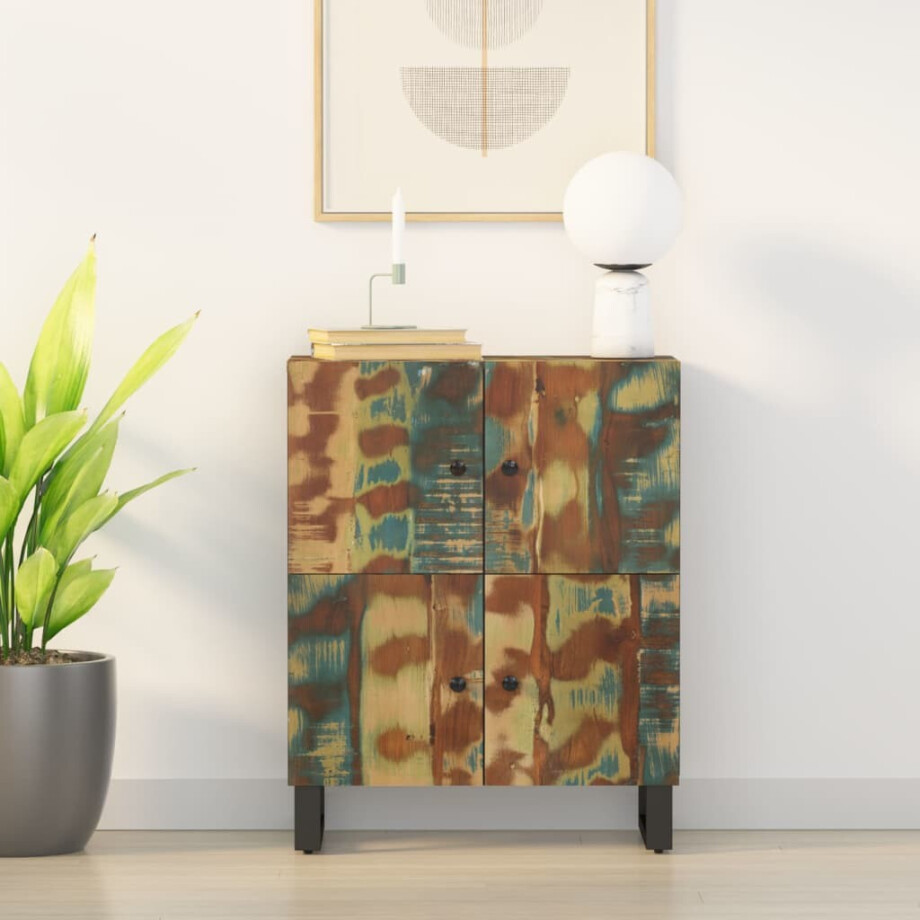 vidaXL Dressoir met 4 deuren 60x33x75 cm massief gerecycled hout vidaXL Dressoir met 4 deuren 60x33x75 cm massief gerecycled hout afbeelding 1