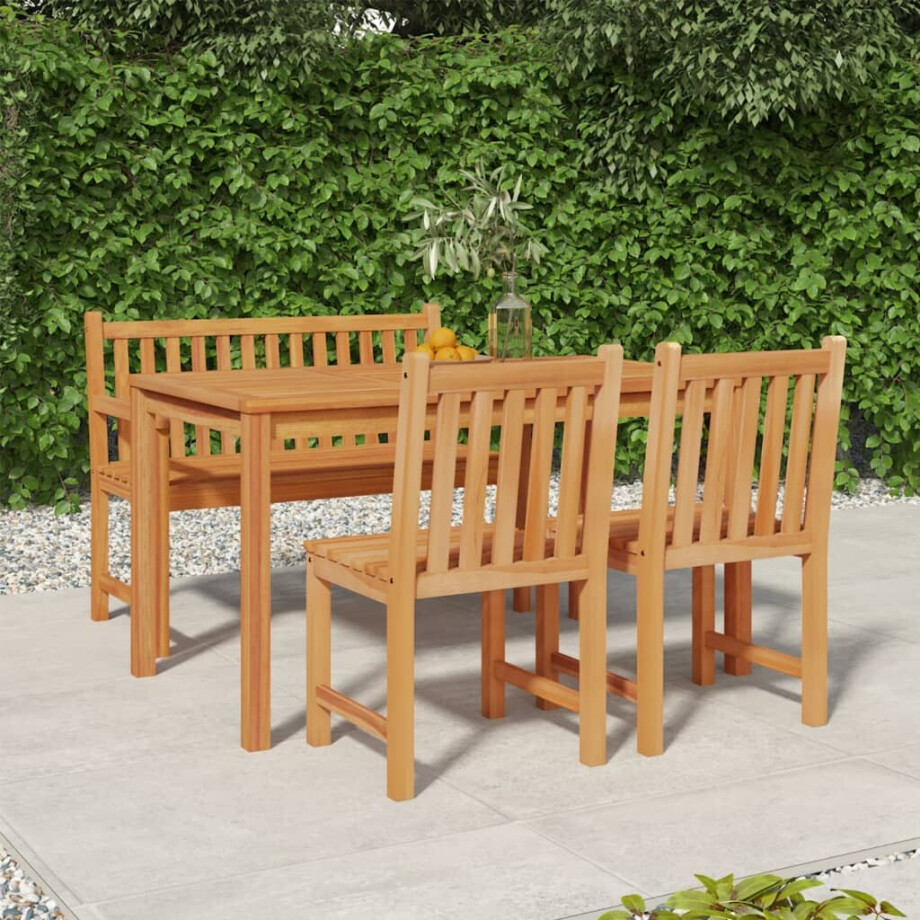 vidaXL 4-delige Tuinset massief teakhout afbeelding 1
