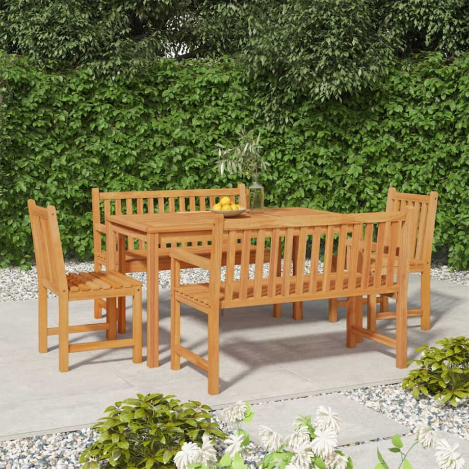 vidaXL 5-delige Tuinset massief teakhout afbeelding 1