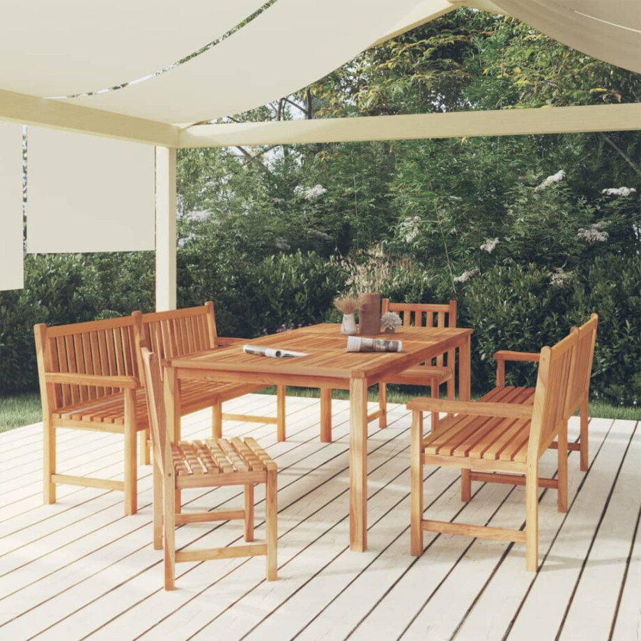 vidaXL 5-delige Tuinset massief teakhout afbeelding 1