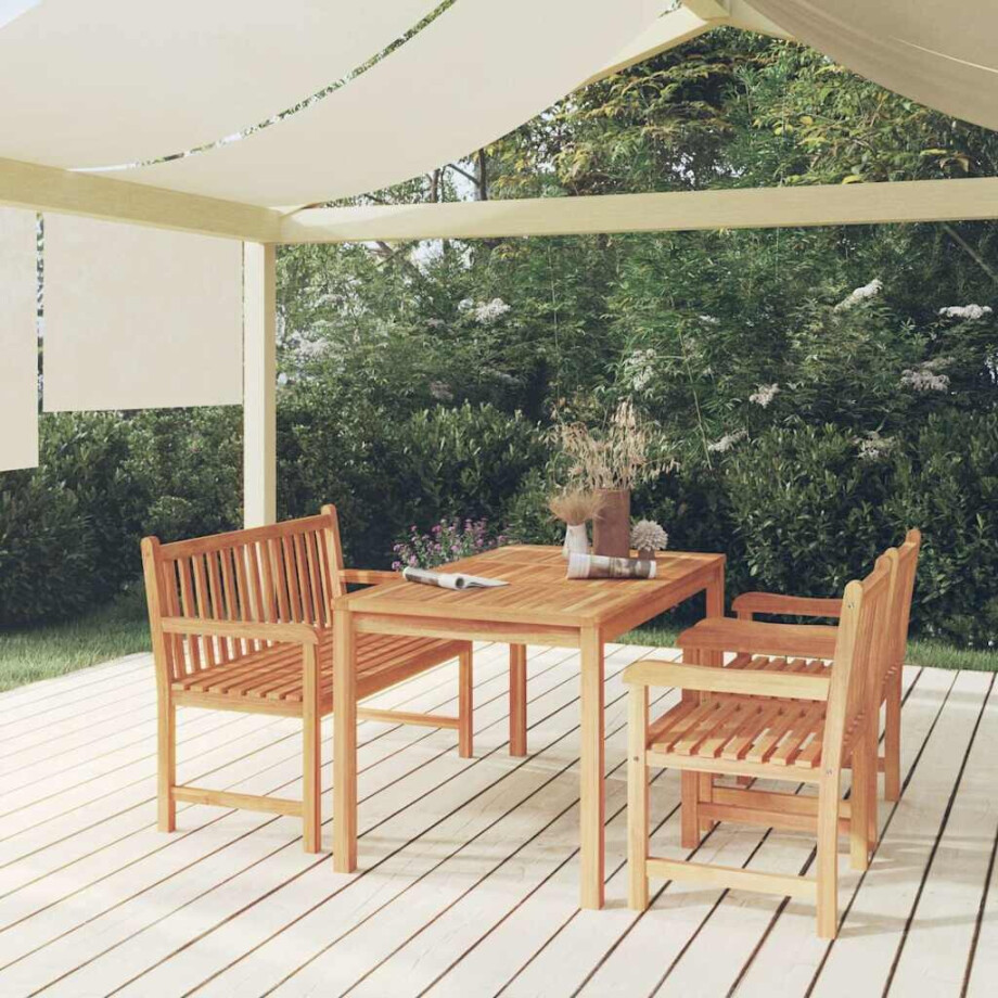 vidaXL 4-delige Tuinset massief teakhout afbeelding 1