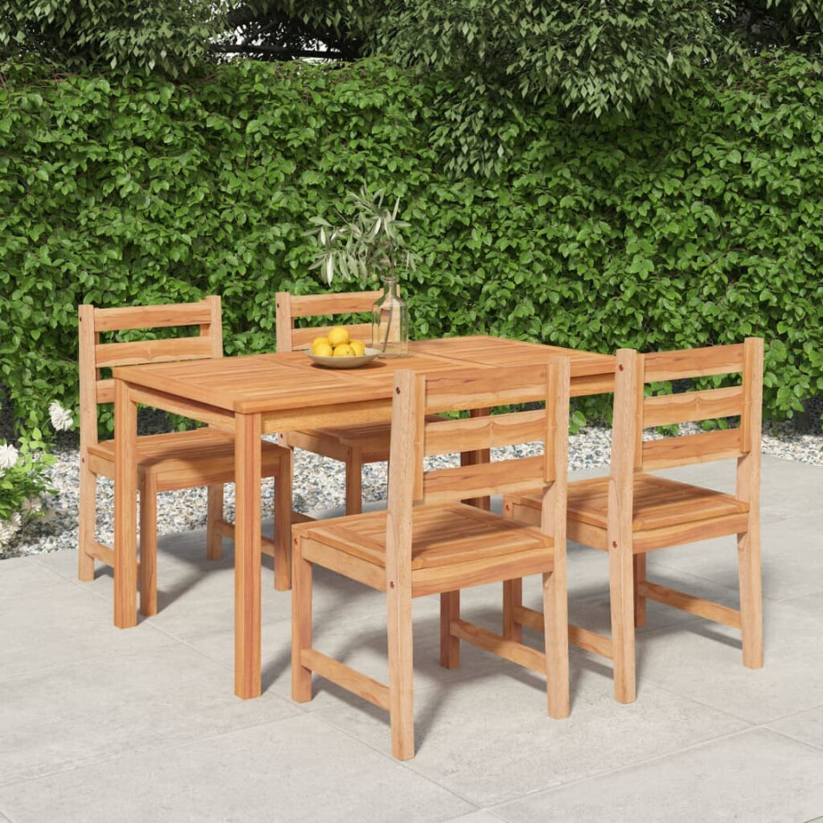 vidaXL 5-delige Tuinset massief teakhout afbeelding 1