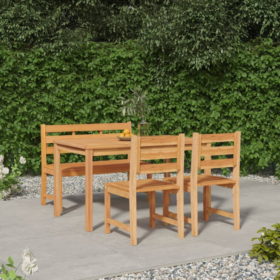 vidaXL 4-delige Tuinset massief teakhout afbeelding 1