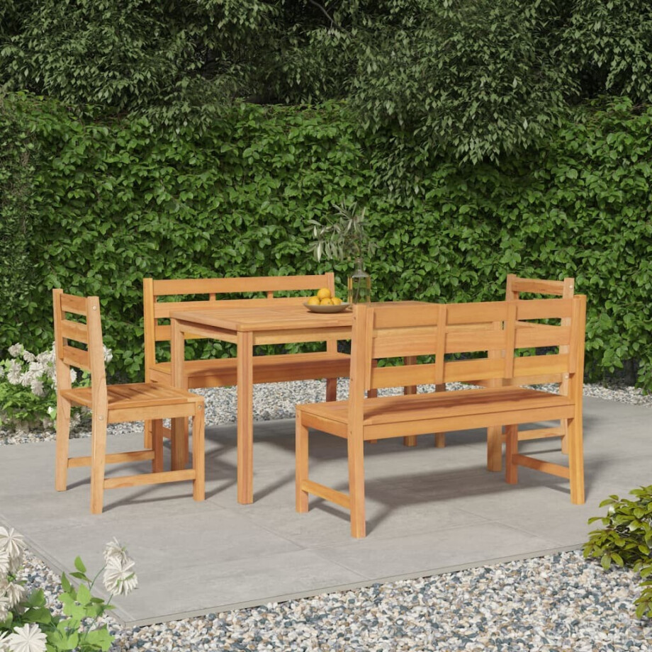 vidaXL 5-delige Tuinset massief teakhout afbeelding 1