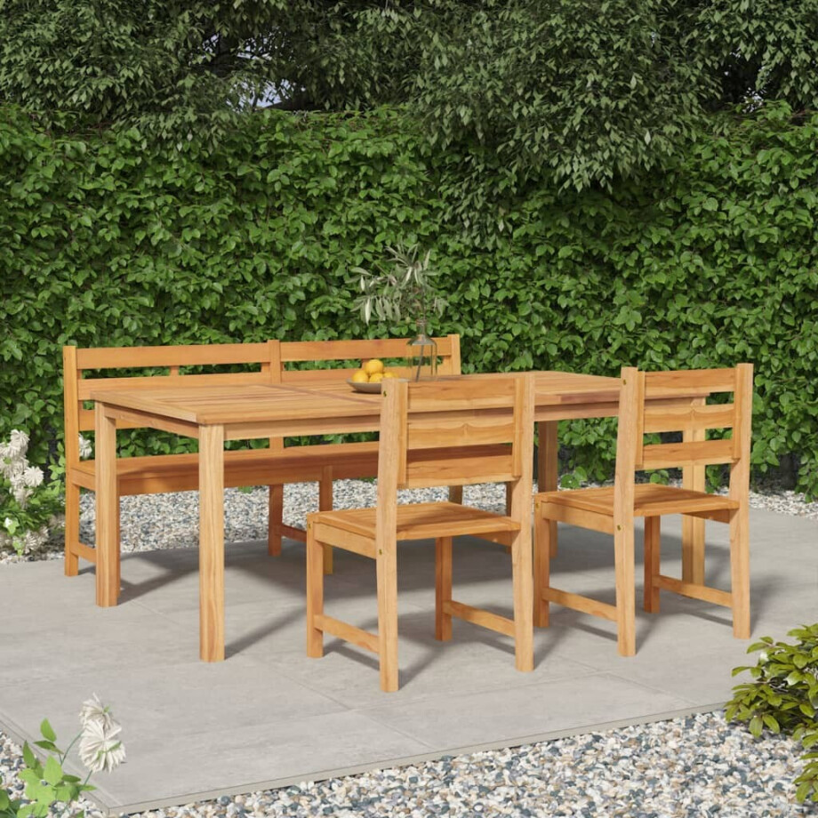 vidaXL 4-delige Tuinset massief teakhout afbeelding 1