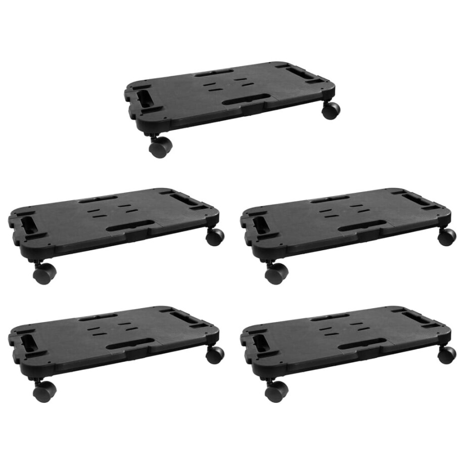 vidaXL Transporttrolleys 5 st 200 kg polypropeen zwart vidaXL Transporttrolleys 5 st 200 kg polypropeen zwart afbeelding 1