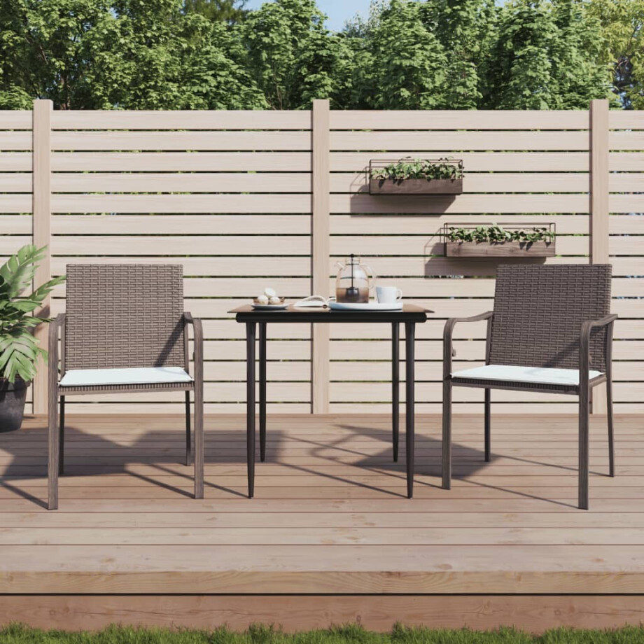vidaXL Tuinstoelen 2 st met kussens 56x59x84 cm poly rattan bruin vidaXL Tuinstoelen 2 st met kussens 56x59x84 cm poly rattan bruin afbeelding 1