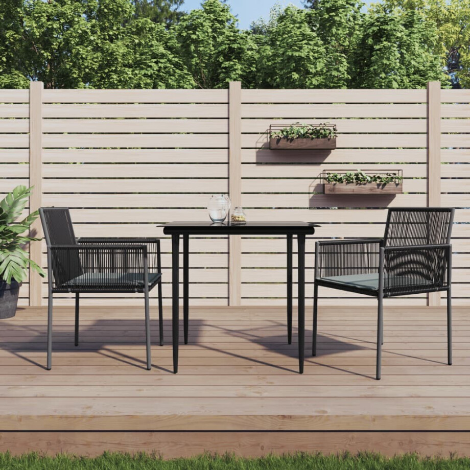 vidaXL Tuinstoelen 2 st met kussens 54x60,5x83,5 cm poly rattan zwart afbeelding 1