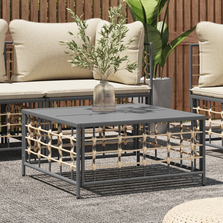 vidaXL Tuintafel 70x70x34 cm poly rattan antracietkleurig vidaXL Tuintafel 70x70x34 cm poly rattan antracietkleurig afbeelding 1