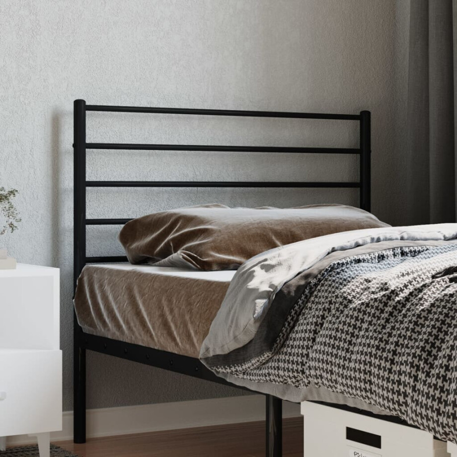 vidaXL Hoofdbord metaal zwart 90 cm afbeelding 1