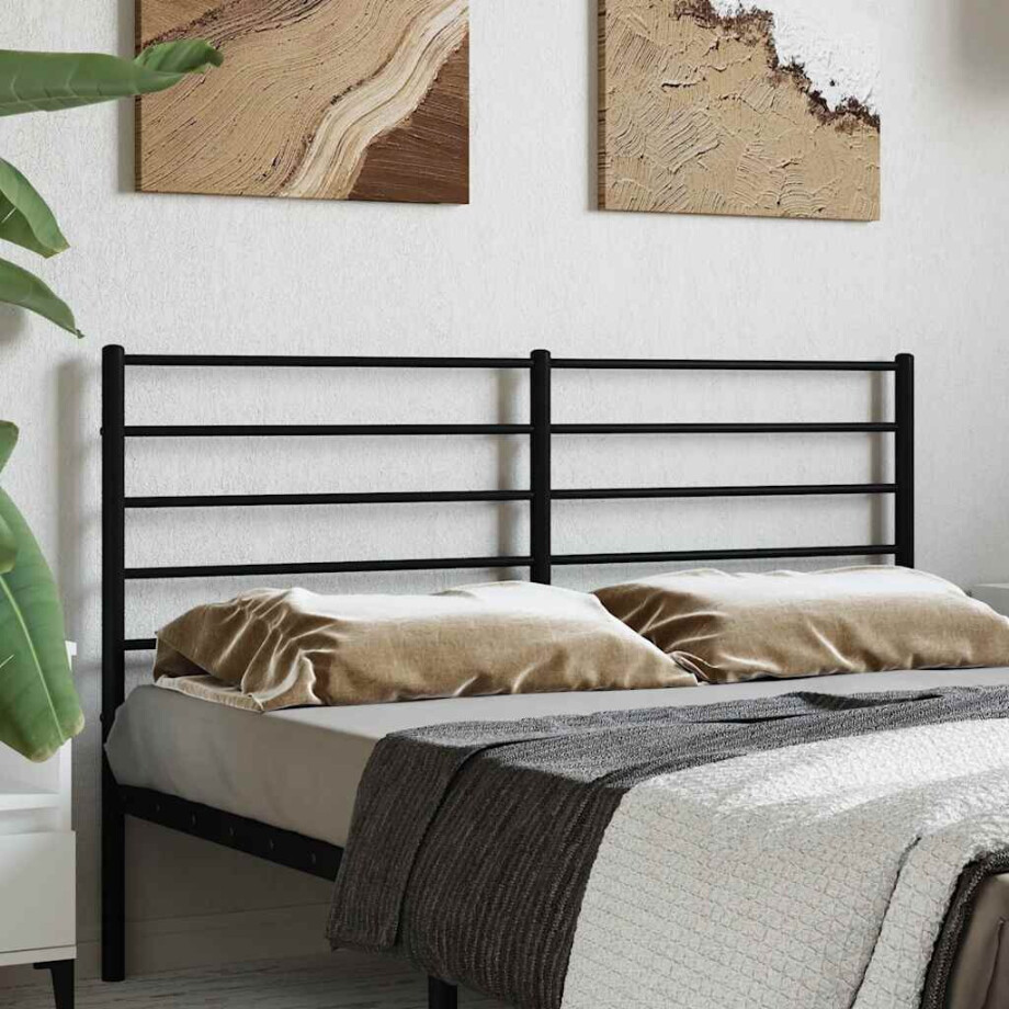 vidaXL Vervangend hoofdbord metaal zwart 120 cm afbeelding 1