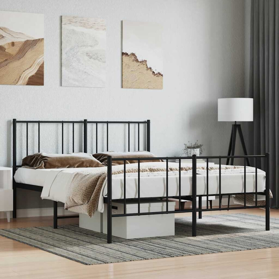 vidaXL Bedframe met hoofd- en voeteneinde metaal zwart 120x200 cm vidaXL Bedframe met hoofd- en voeteneinde metaal zwart 120x200 cm afbeelding 1