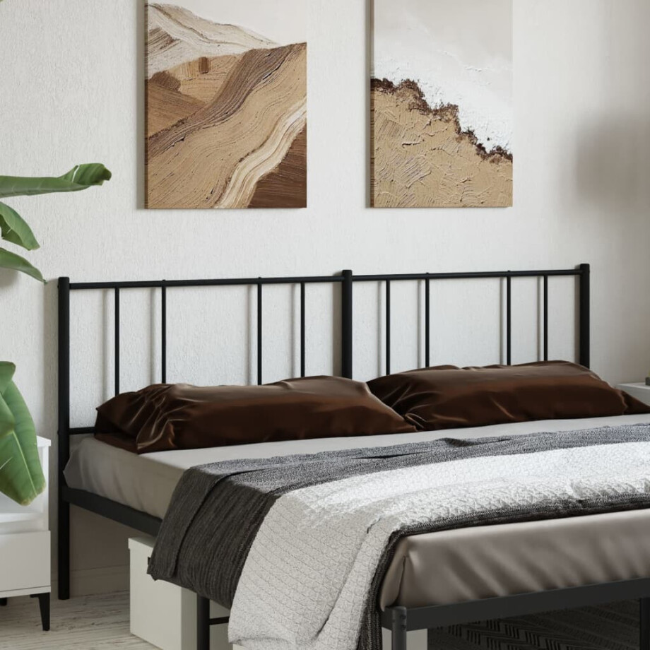 vidaXL Hoofdbord metaal zwart 193 cm afbeelding 1