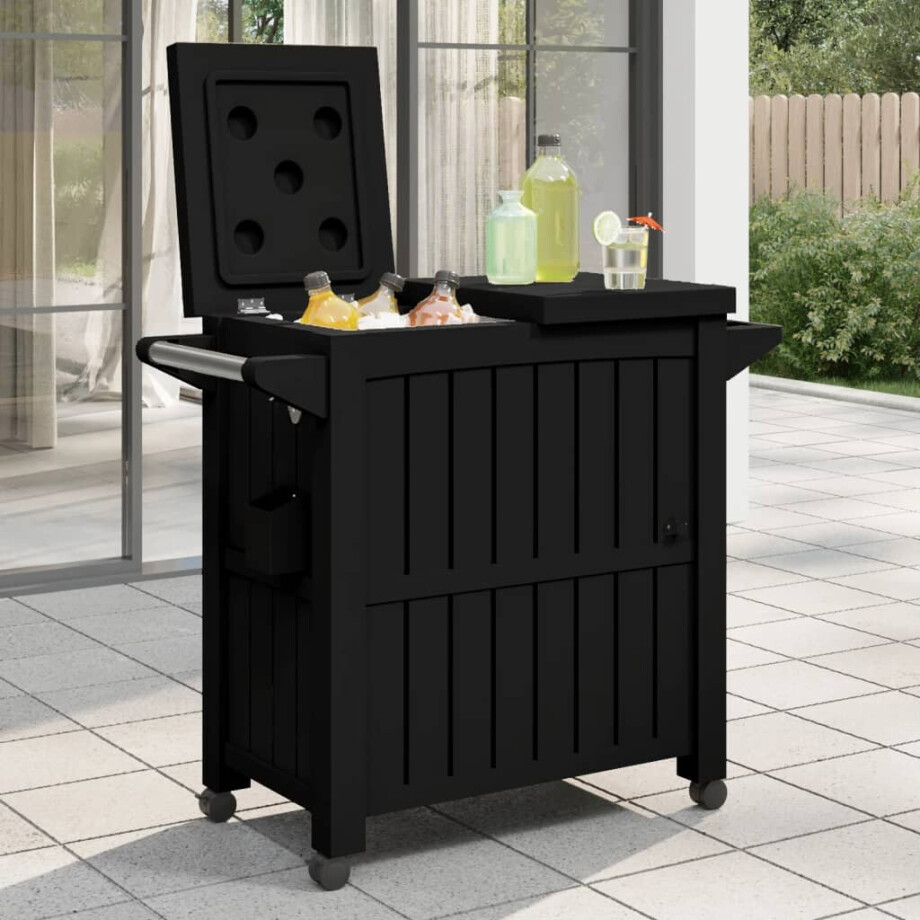 vidaXL Serveerwagen 3-in-1 polypropeen zwart afbeelding 1