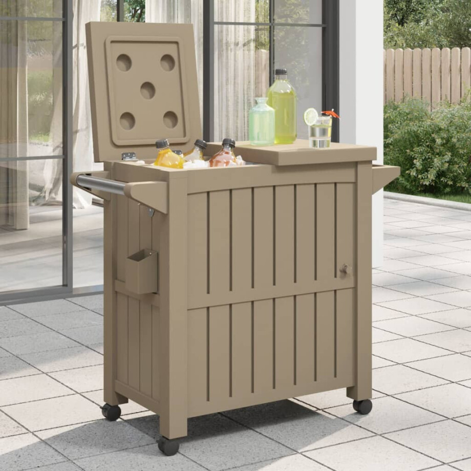 vidaXL Serveerwagen 3-in-1 polypropeen lichtbruin afbeelding 1