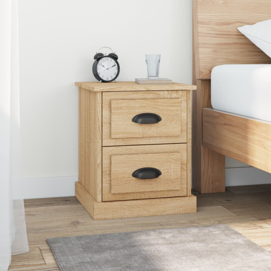 vidaXL Nachtkastje 39x39x47,5 cm bewerkt hout sonoma eikenkleurig afbeelding 1