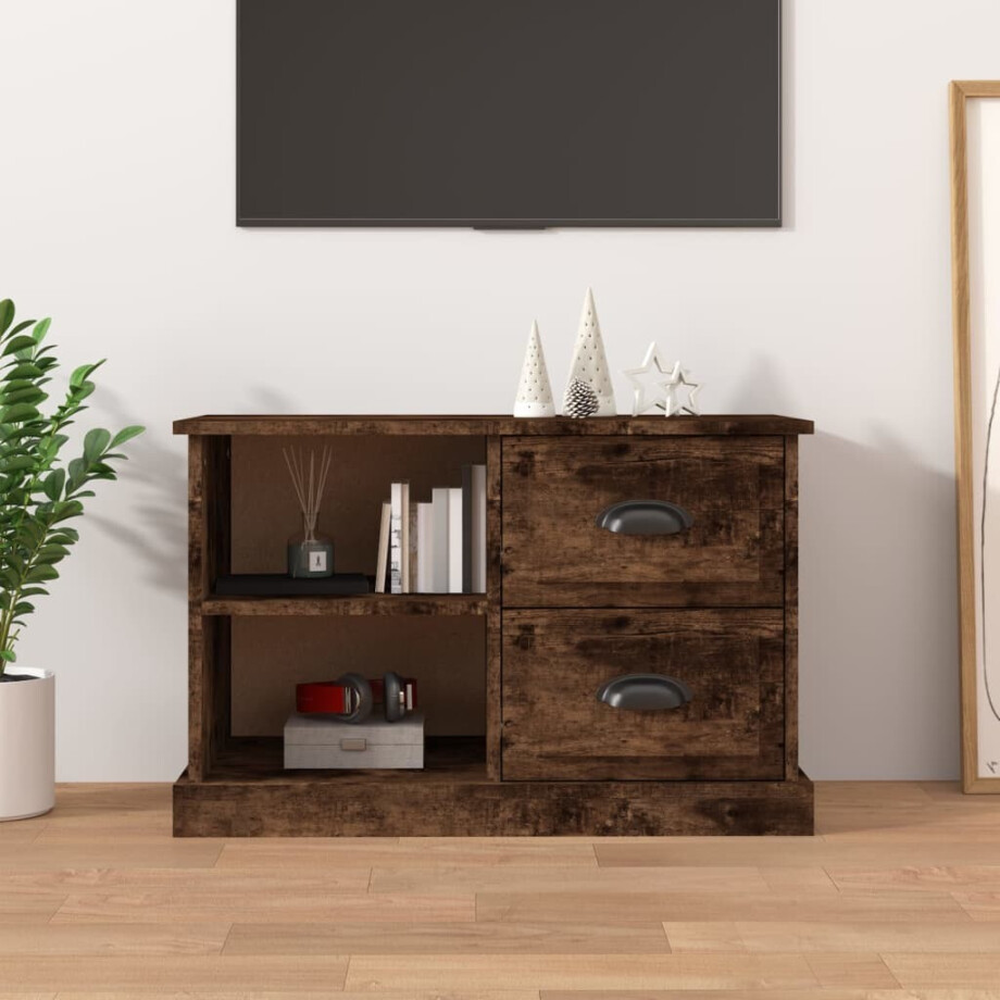 vidaXL Tv-meubel 73x35,5x47,5 cm bewerkt hout gerookt eikenkleurig vidaXL Tv-meubel 73x35,5x47,5 cm bewerkt hout gerookt eikenkleurig afbeelding 1