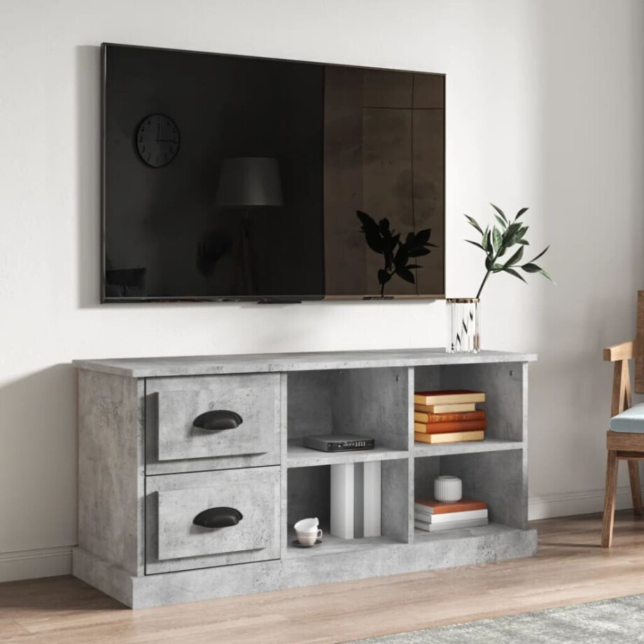 vidaXL Tv-meubel 102x35,5x47,5 cm bewerkt hout betongrijs vidaXL Tv-meubel 102x35,5x47,5 cm bewerkt hout betongrijs afbeelding 1