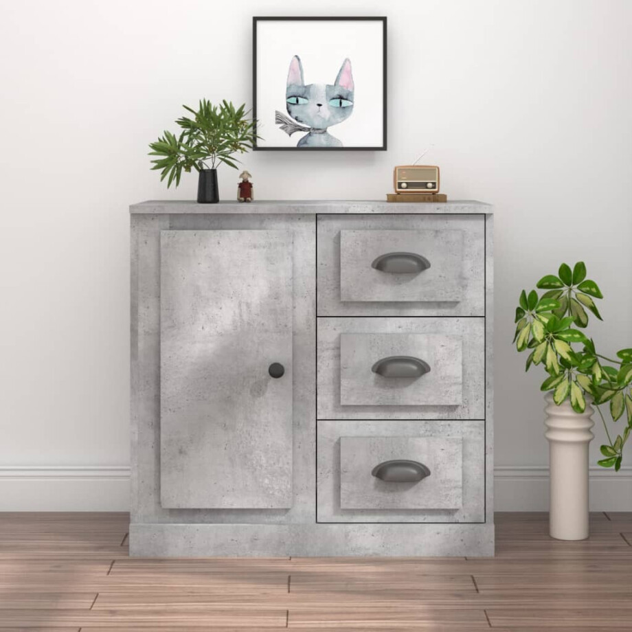 vidaXL Dressoir 70x35,5x67,5 cm bewerkt hout betongrijs afbeelding 1