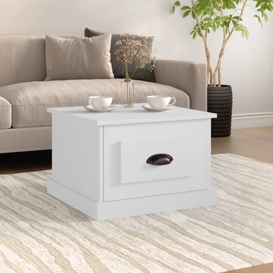vidaXL Salontafel 50x50x35 cm bewerkt hout wit vidaXL Salontafel 50x50x35 cm bewerkt hout wit afbeelding 1