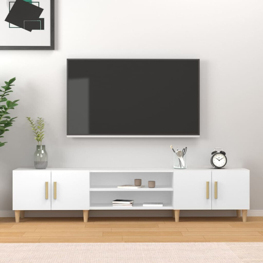 vidaXL Tv-meubel wit 180x31,5x40 cm bewerkt hout vidaXL Tv-meubel wit 180x31,5x40 cm bewerkt hout afbeelding 1