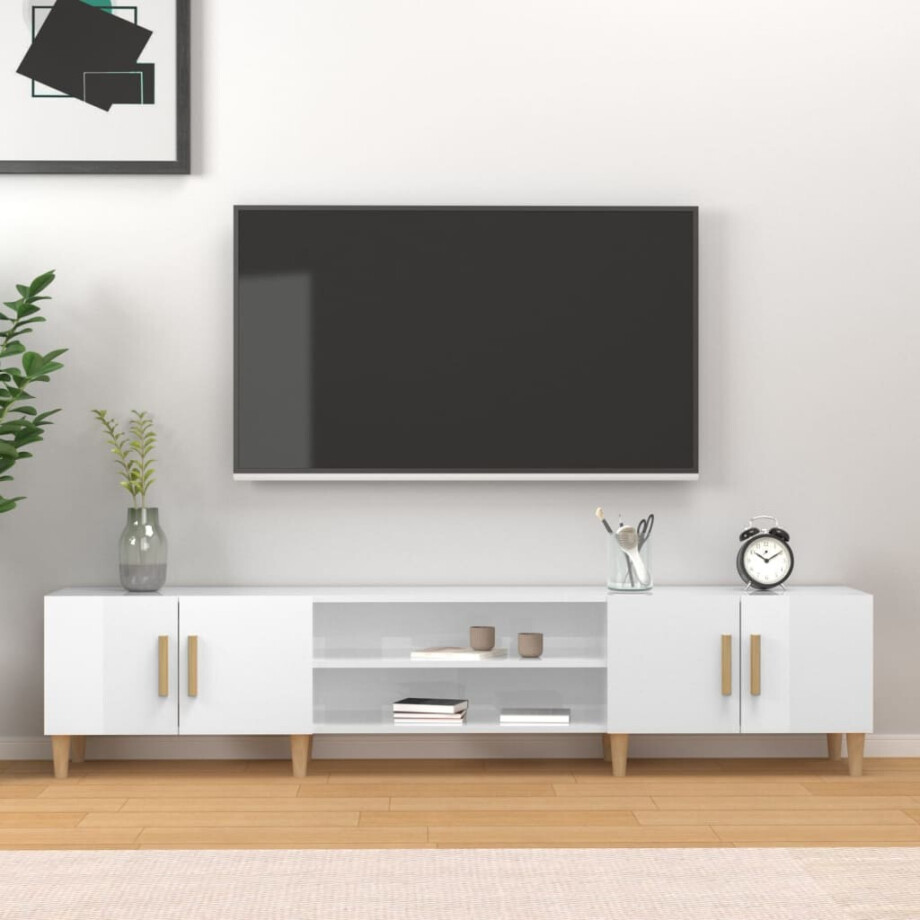 vidaXL Tv-meubel 180x31,5x40 cm bewerkt hout hoogglans wit afbeelding 1