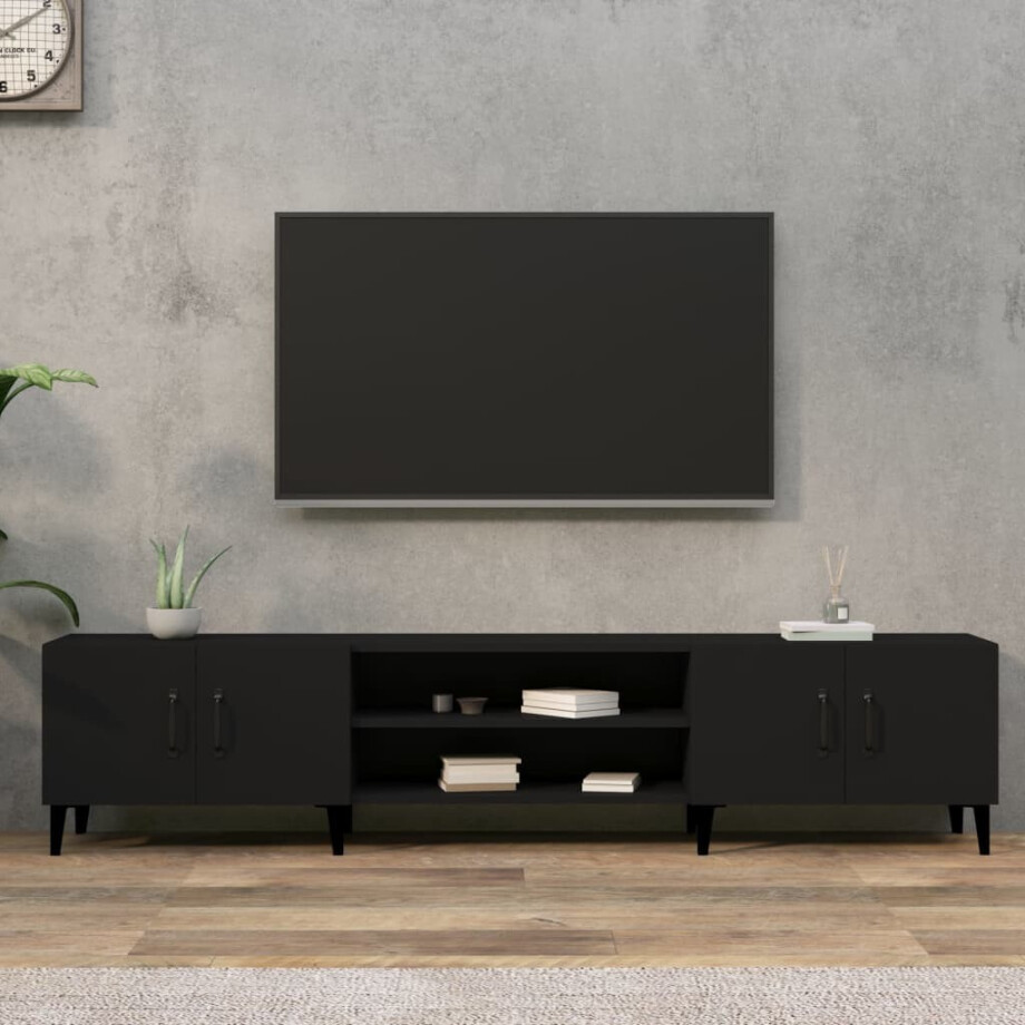 vidaXL Tv-meubel 180x31,5x40 cm bewerkt hout zwart afbeelding 1