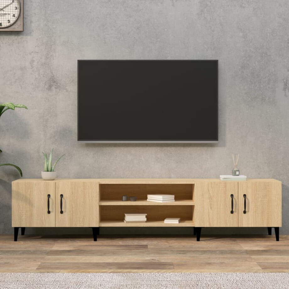 vidaXL Tv-meubel Sonoma eiken 180x31,5x40 cm bewerkt hout vidaXL Tv-meubel Sonoma eiken 180x31,5x40 cm bewerkt hout afbeelding 1