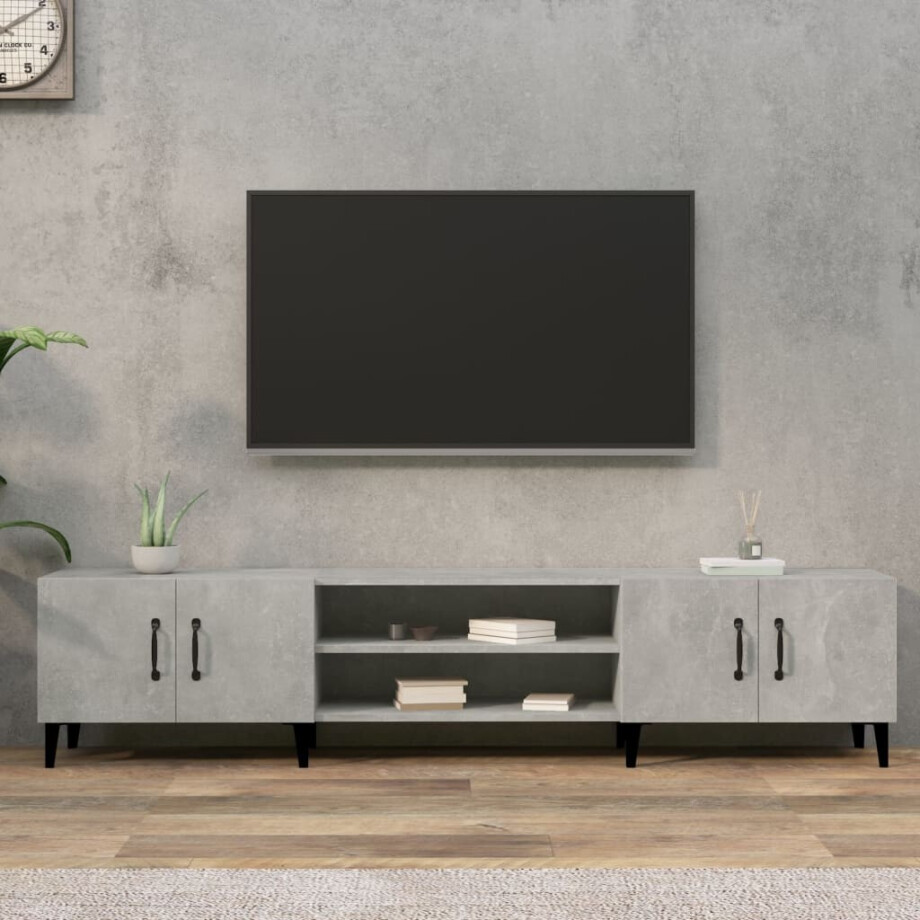 vidaXL Tv-meubel 180x31,5x40 cm bewerkt hout betongrijs vidaXL Tv-meubel 180x31,5x40 cm bewerkt hout betongrijs afbeelding 1