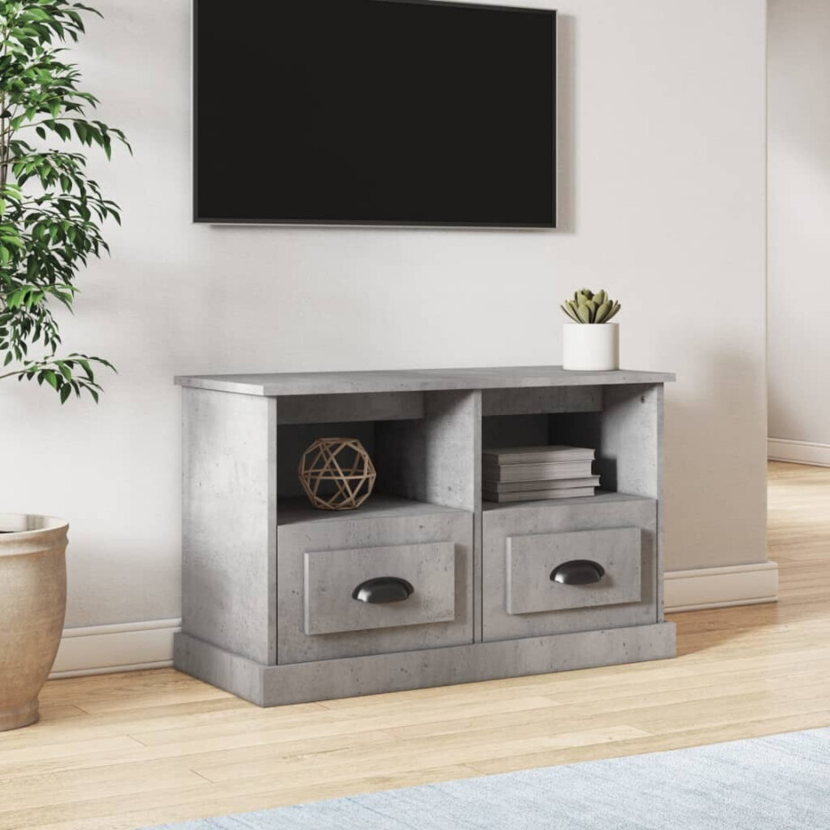 vidaXL Tv-meubel 80x35x50 cm bewerkt hout betongrijs vidaXL Tv-meubel 80x35x50 cm bewerkt hout betongrijs afbeelding 1