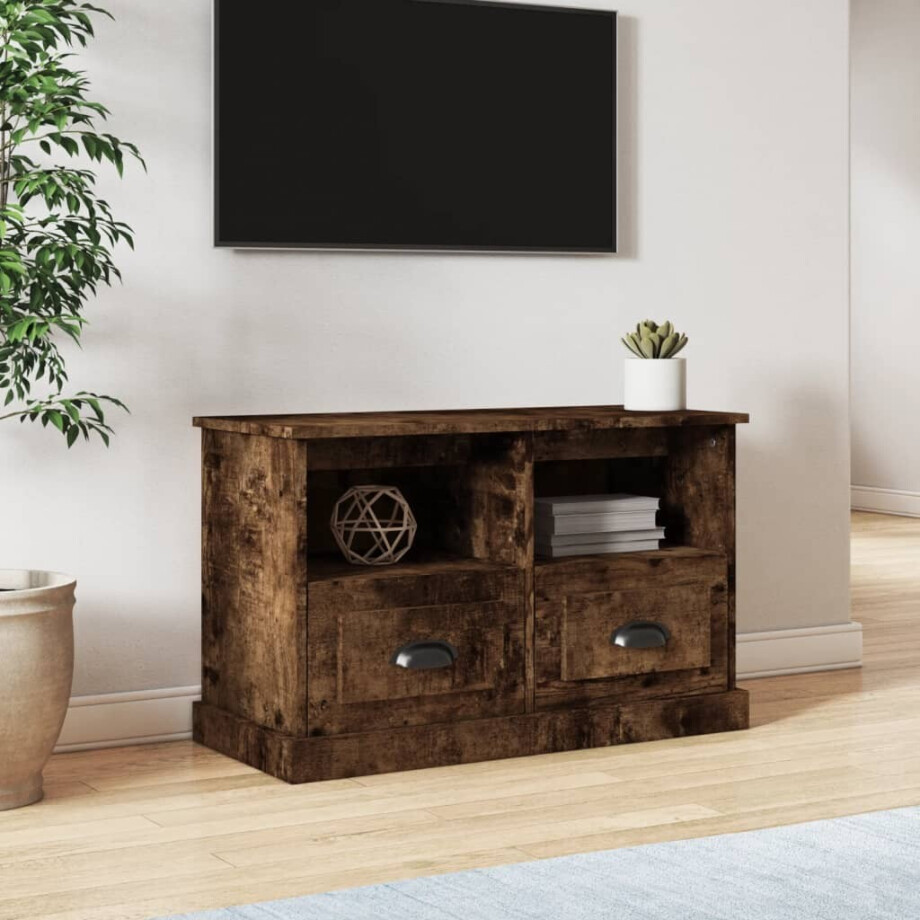 vidaXL Tv-meubel 80x35x50 cm bewerkt hout gerookt eikenkleurig vidaXL Tv-meubel 80x35x50 cm bewerkt hout gerookt eikenkleurig afbeelding 1