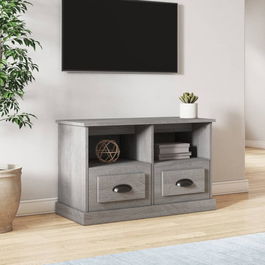 vidaXL Tv-meubel 80x35x50 cm bewerkt hout grijs sonoma eikenkleurig afbeelding 1