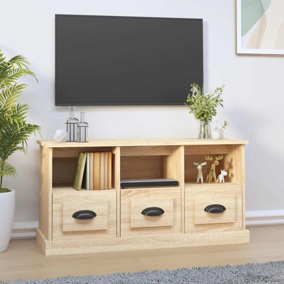 vidaXL Tv-meubel 100x35x50 cm bewerkt hout sonoma eikenkleurig vidaXL Tv-meubel 100x35x50 cm bewerkt hout sonoma eikenkleurig afbeelding 1