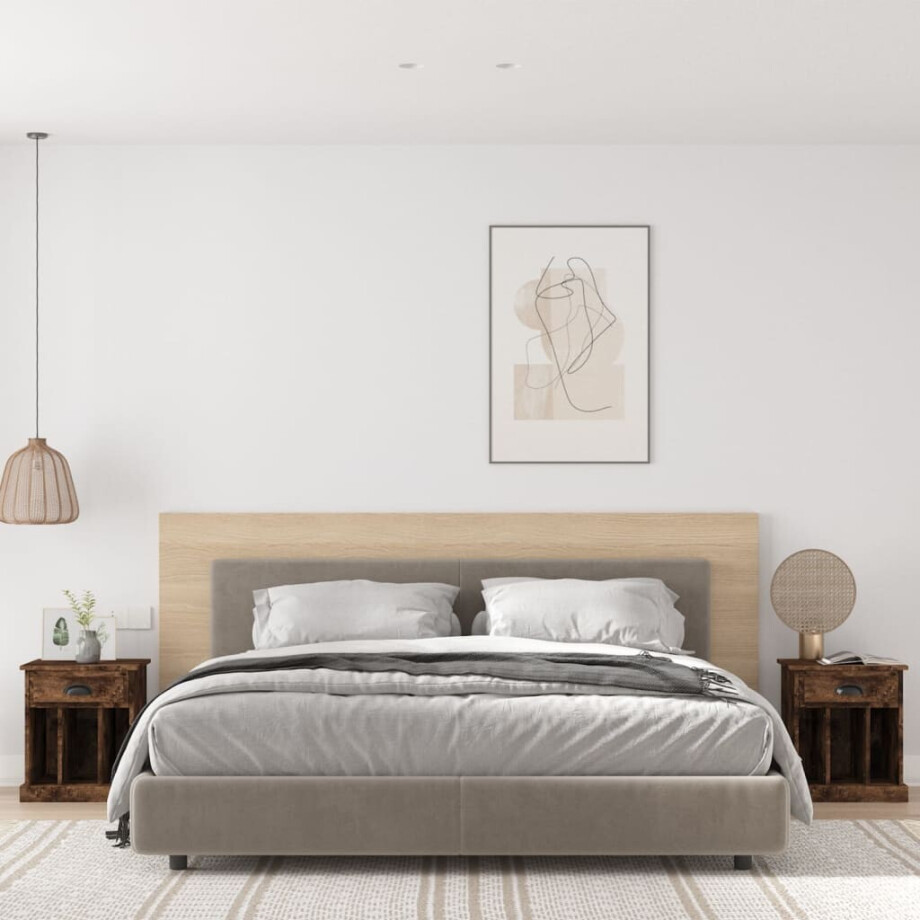 vidaXL Nachtkastjes 2 st 43x36x50 cm gerookt eikenkleurig afbeelding 1