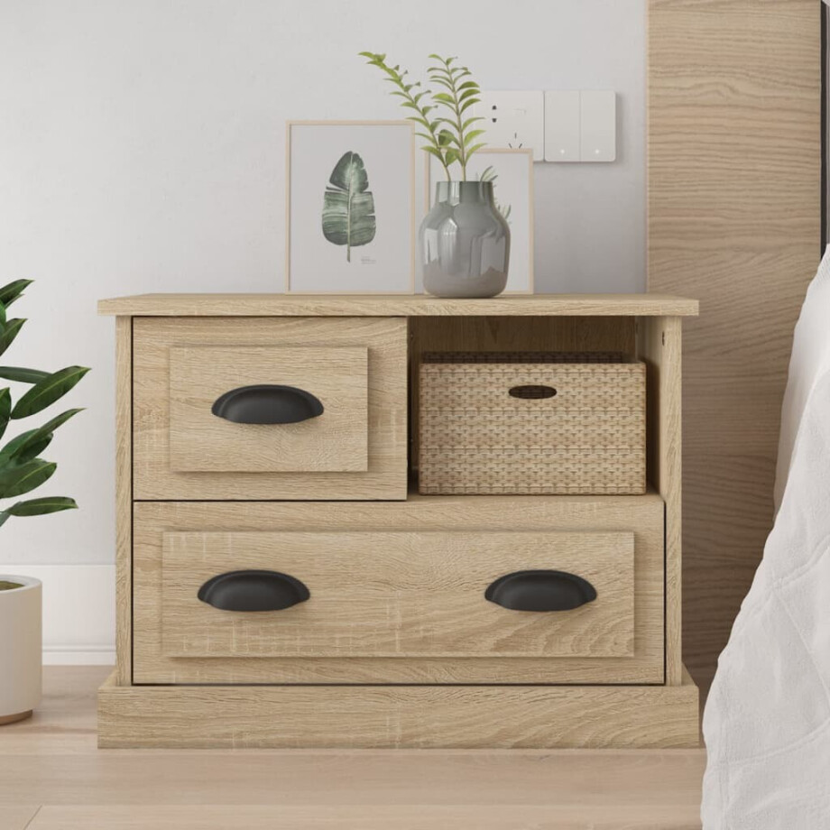vidaXL Nachtkastje 60x39x45 cm sonoma eikenkleurig afbeelding 1