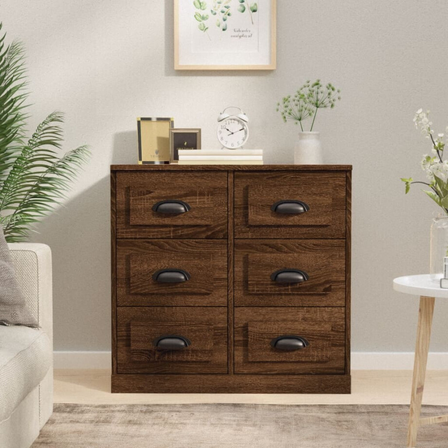 vidaXL Dressoir 70x35,5x67,5 cm bewerkt hout bruin eikenkleur vidaXL Dressoir 70x35,5x67,5 cm bewerkt hout bruin eikenkleur afbeelding 1