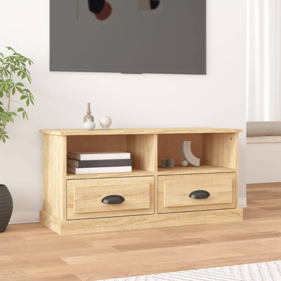 vidaXL Tv-meubel 93x35,5x45 cm bewerkt hout sonoma eikenkleurig vidaXL Tv-meubel 93x35,5x45 cm bewerkt hout sonoma eikenkleurig afbeelding 1