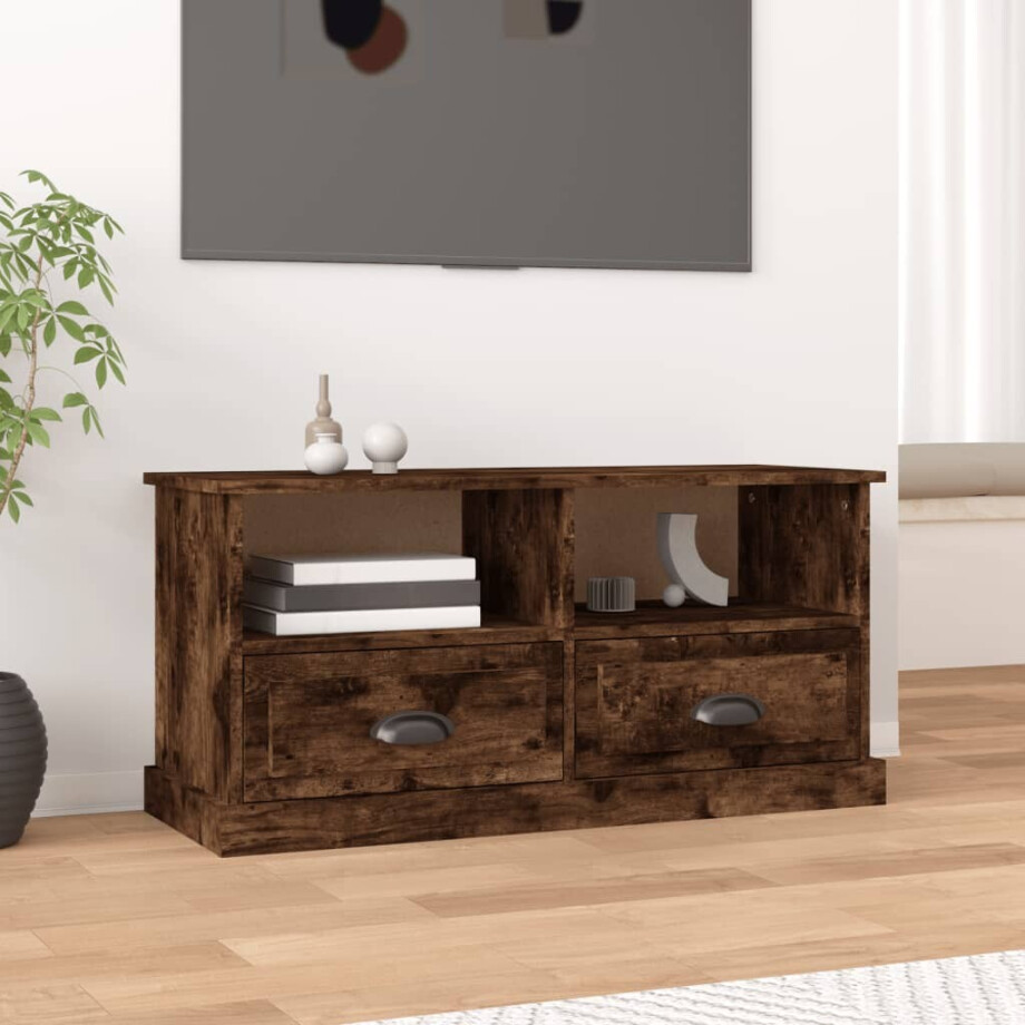 vidaXL Tv-meubel 93x35,5x45 cm bewerkt hout gerookt eikenkleurig vidaXL Tv-meubel 93x35,5x45 cm bewerkt hout gerookt eikenkleurig afbeelding 1