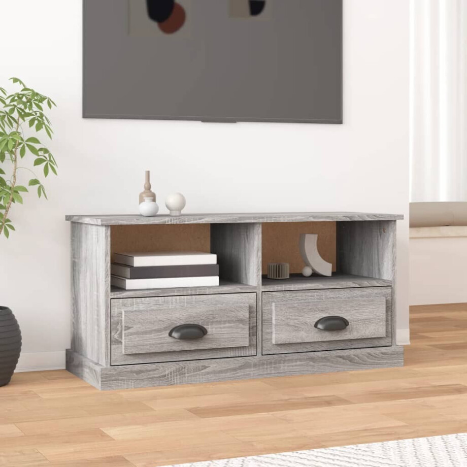 vidaXL Tv-meubel 93x35,5x45 cm bewerkt hout grijs sonoma eikenkleurig vidaXL Tv-meubel 93x35,5x45 cm bewerkt hout grijs sonoma eikenkleurig afbeelding 1