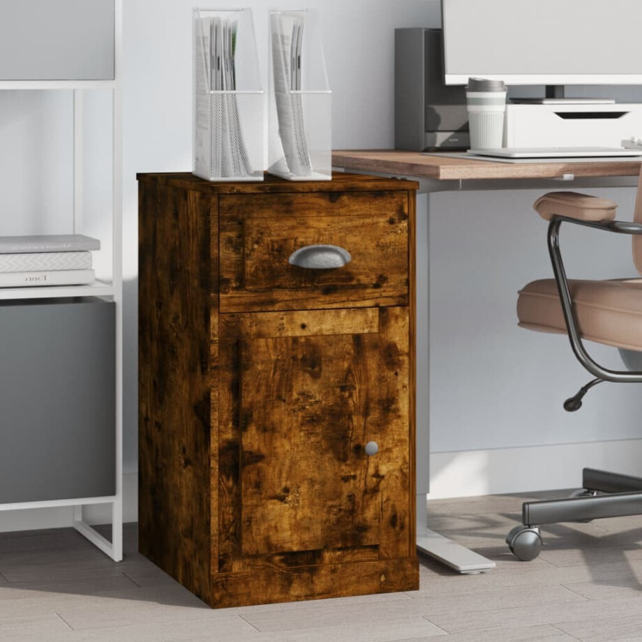 vidaXL Bijzetkast met lade 40x50x75 cm bewerkt hout gerookt eikenkleur vidaXL Bijzetkast met lade 40x50x75 cm bewerkt hout gerookt eikenkleur afbeelding 1
