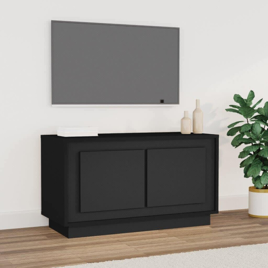 vidaXL Tv-meubel 80x35x45 cm bewerkt hout zwart vidaXL Tv-meubel 80x35x45 cm bewerkt hout zwart afbeelding 1