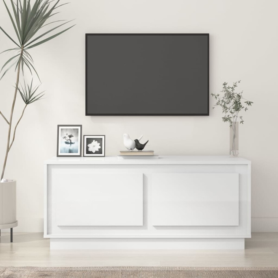 vidaXL Salontafel 102x50x44 cm bewerkt hout hoogglans wit afbeelding 1