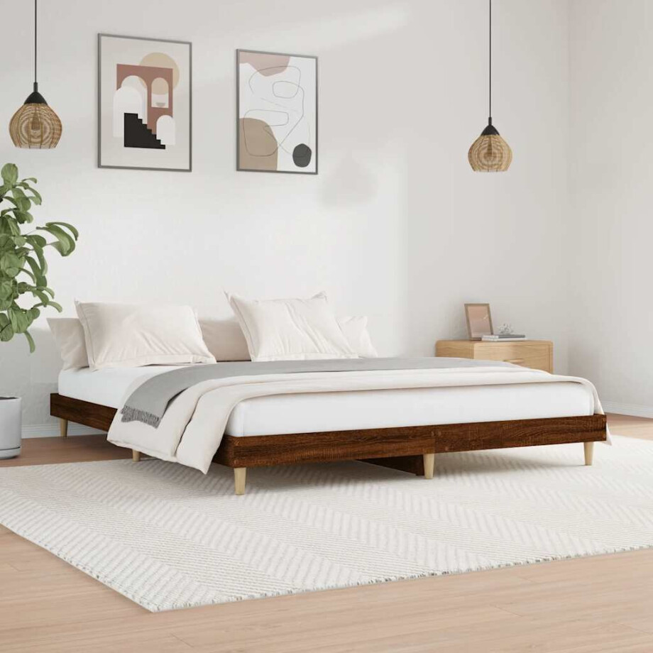 vidaXL Bedframe zonder matras bewerkt hout bruin eikenkleur 120x200 cm afbeelding 1