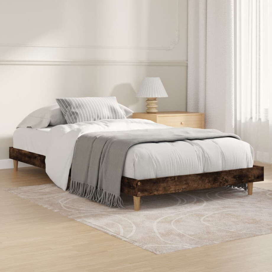 vidaXL Bedframe zonder matras hout gerookt eikenkleurig 100x200 cm vidaXL Bedframe zonder matras hout gerookt eikenkleurig 100x200 cm afbeelding 1