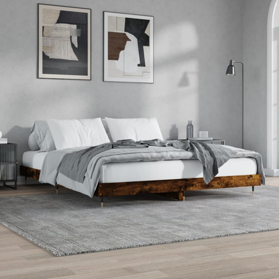 vidaXL Bedframe zonder matras hout gerookt eikenkleurig 120x200 cm vidaXL Bedframe zonder matras hout gerookt eikenkleurig 120x200 cm afbeelding 1