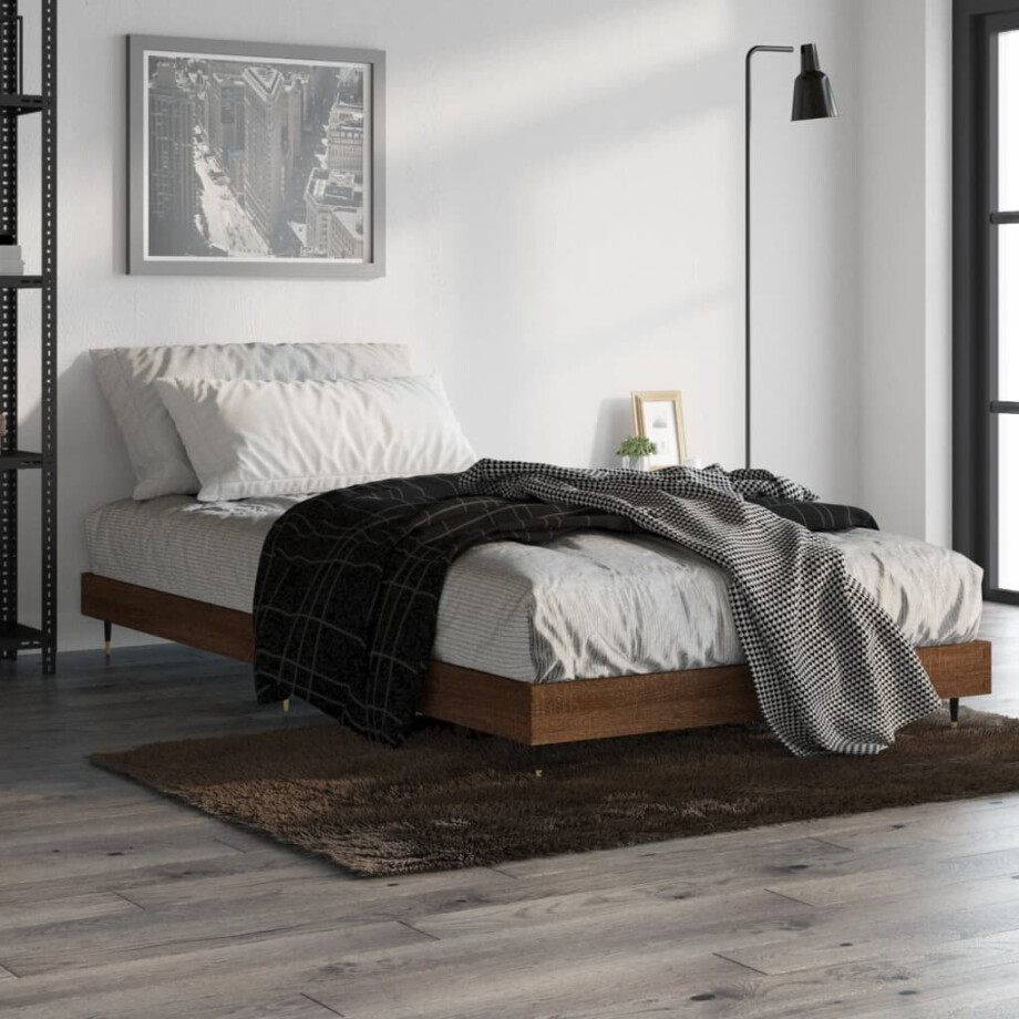 vidaXL Bedframe zonder matras bewerkt hout bruin eikenkleur 90x200 cm afbeelding 1