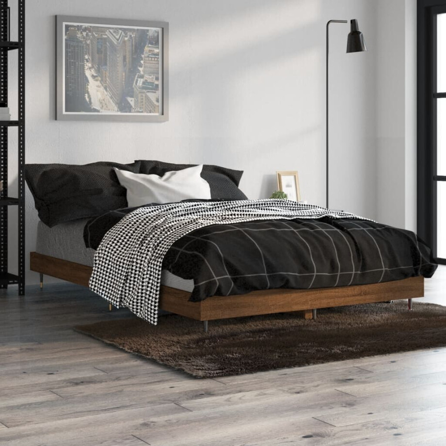 vidaXL Bedframe zonder matras bewerkt hout bruin eikenkleur 120x190 cm afbeelding 1