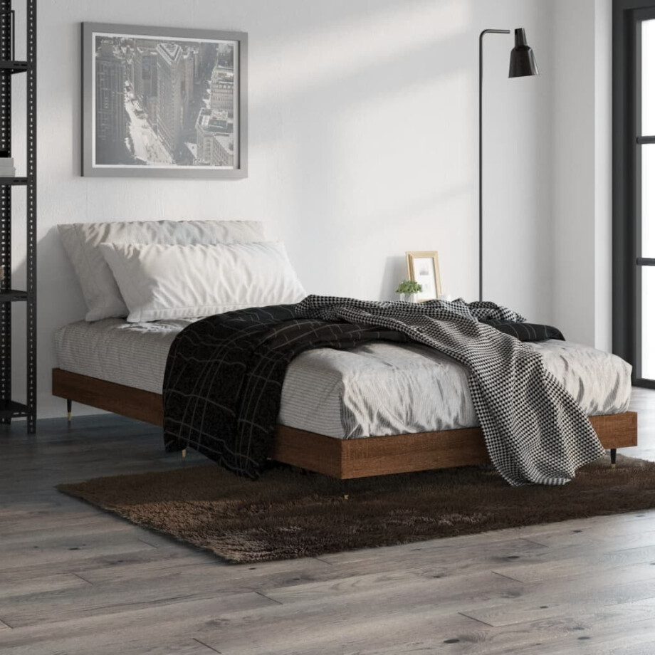 vidaXL Bedframe zonder matras bewerkt hout bruin eikenkleur 90x190 cm afbeelding 1